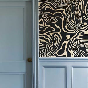 Bold Black and White Peel and Stick Wallpaper, Abstract Line Wall Mural, Modern Monochrome Wall Art, Removable Renters Wallpaper