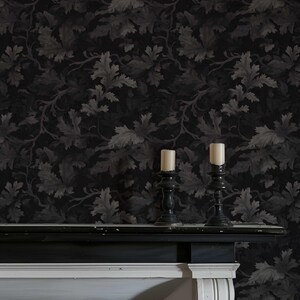 Medieval Dark Wallpaper, Dark Botanical Peel and Stick Wallpaper, Moody Botanical Wallpaper Secret Garden at Night, Whimsical Wallpaper