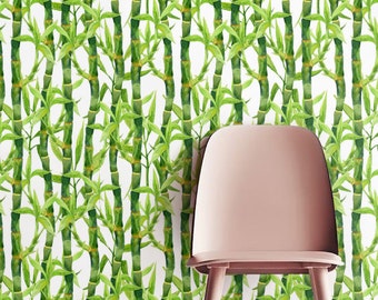 Bamboo Wallpaper, Removable Wallpaper, Self-adhesive Wallpaper, Tropical Wall Décor, Jungle Wallcovering - JW060