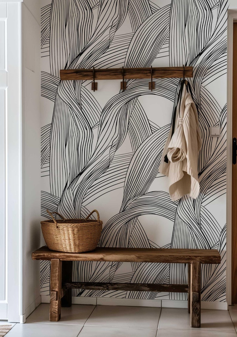 Modern abstract black and white wallpaper.