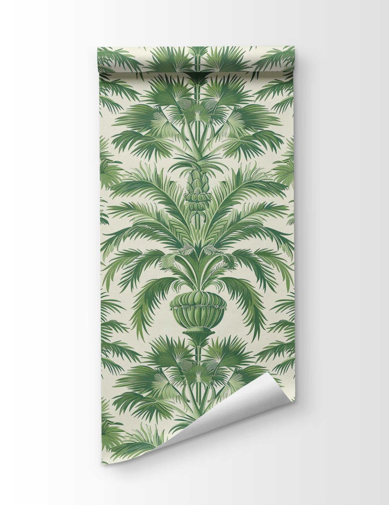 Tropical palm fan pattern for wall decor and murals