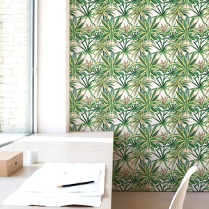 Succulents Wallpaper, Removable Wallpaper, Self-adhesive Wallpaper, Cactus Wall Décor, Jungle Wallcovering JW_100 image 2