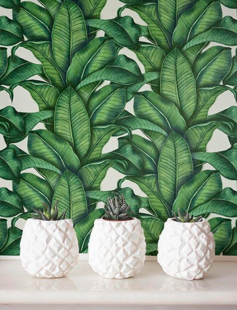 Banana leaf Wallpaper Removable Wallpaper Selfadhesive Etsy