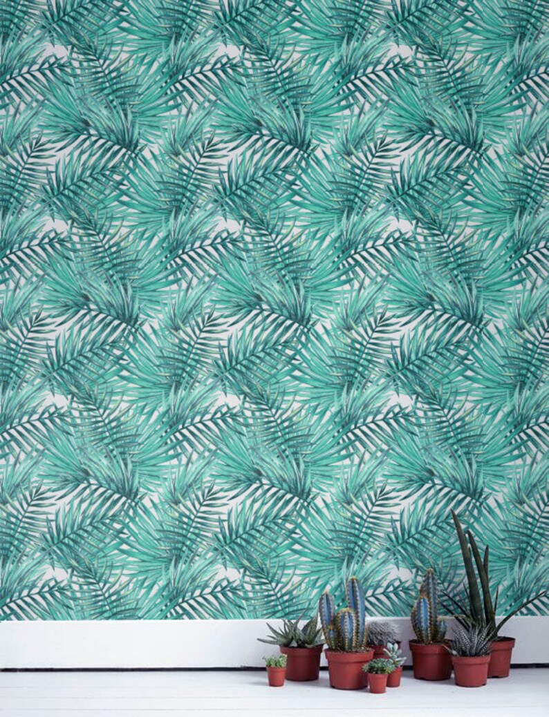 Removable Wallpaper Tropical Wall D\u00e9cor Palm leaf Wallpaper Self-adhesive Wallpaper JW040 Jungle Wallcovering