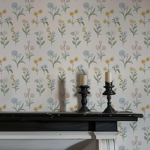 Nursery Wallpaper Peel and Stick, Wildflower Wallpaper, Floral Nursery Wallpaper, Cottage Garden Wallpaper, Baby Room Wallpaper pv440 image 14