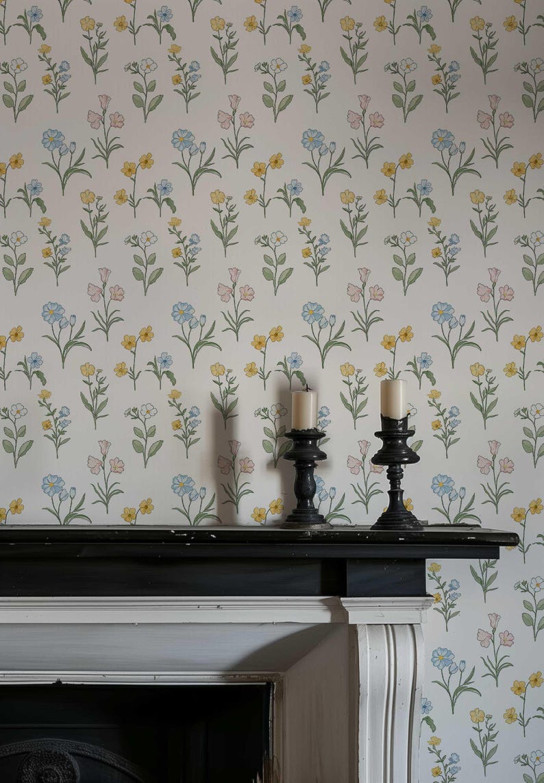 Nursery Wallpaper Peel and Stick, Wildflower Wallpaper, Floral Nursery Wallpaper, Cottage Garden Wallpaper, Baby Room Wallpaper pv440 image 14