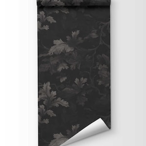 Medieval Dark Wallpaper, Dark Botanical Peel and Stick Wallpaper, Moody Botanical Wallpaper Secret Garden at Night, Whimsical Wallpaper