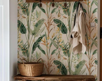 Tropical Banana Leaf Peel and Stick Wallpaper: Removable Wall Decor