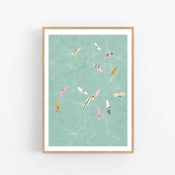 Affiche Fine Art surfeurs sur papier épais 100% coton décoration murale