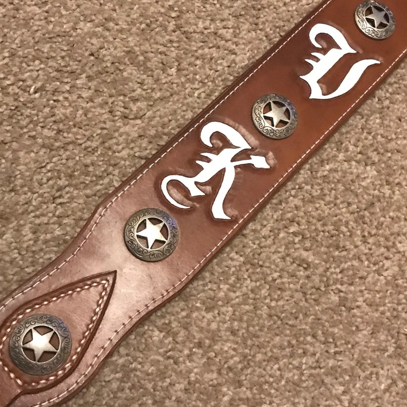 Custom Leather Guitar Strap Initials Etsy