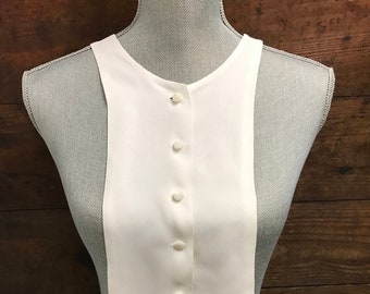 Vintage Off White Rayon/Nylon Collar, 6 Front Button Closure, Mother of Pearl Buttons, Sweater Collar, Blouse Collar, Vintage Collar