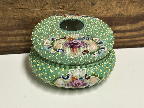 Vintage Floral Hair Receiver, Japanese Hand Paint… - image 3