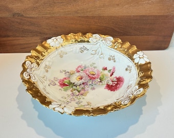 Antique Floral Porcelain Bowl, R&S Germany, Beautiful Serving Bowl