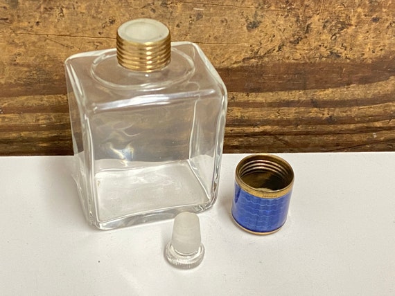 Antique Enamel Top Perfume Bottle, Blue Enamel an… - image 7