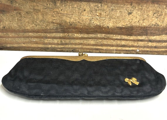 Vintage Small Black Fabric Clutch by Rosenfeld wi… - image 4