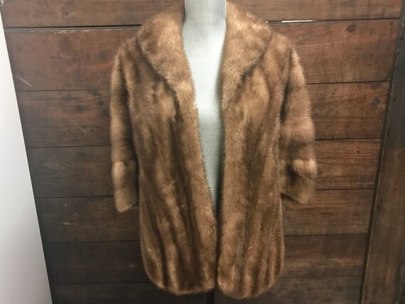 Vintage Mink Cape, Light Brown Fur Cape, Vintage F