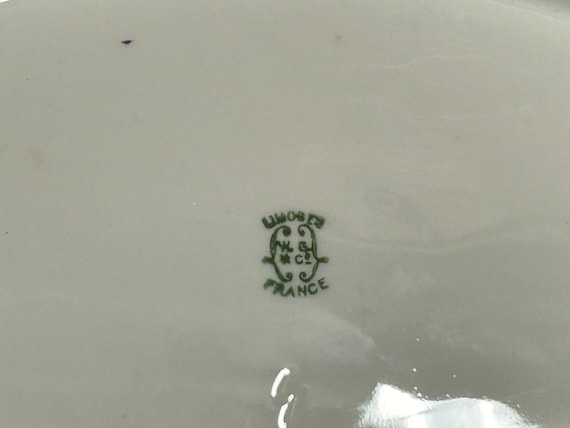 Antique French Limoges Green with Purple Floral H… - image 9