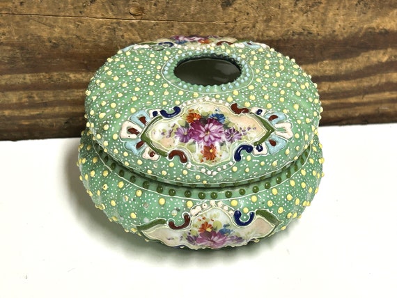 Vintage Floral Hair Receiver, Japanese Hand Paint… - image 1