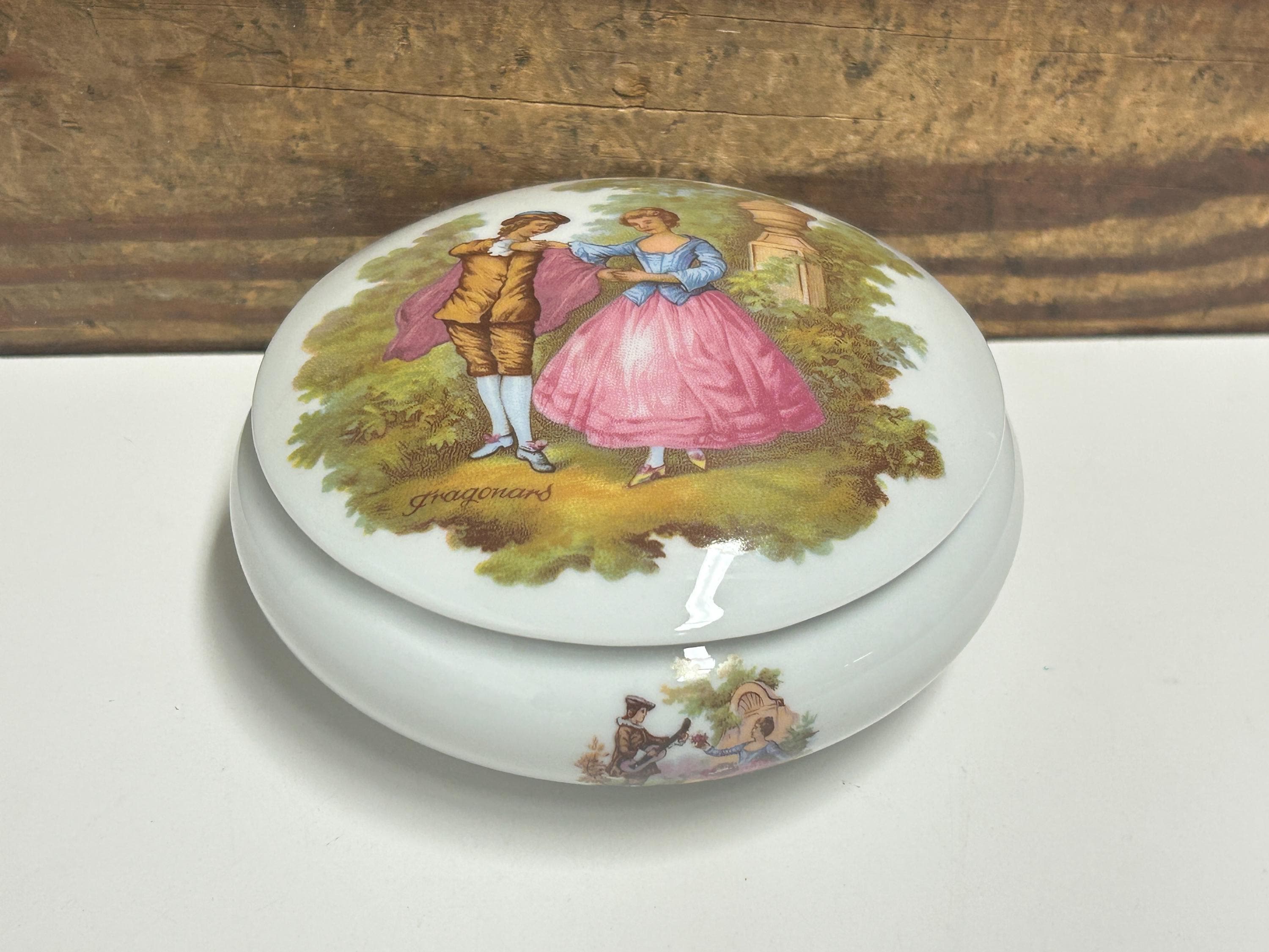 Vintage Limoges Porcelain Trinket Box: Fragonard Courting Scene - Etsy