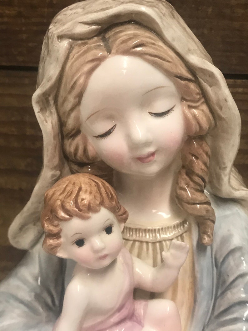 Vintage Schmid 1990 Madonna and Child Ceramic Statue by image 1