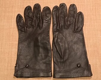 Vintage Dark Brown Leather Gloves, Size 6 3/4, Chocolate Brown Driving Gloves, Formal Gloves