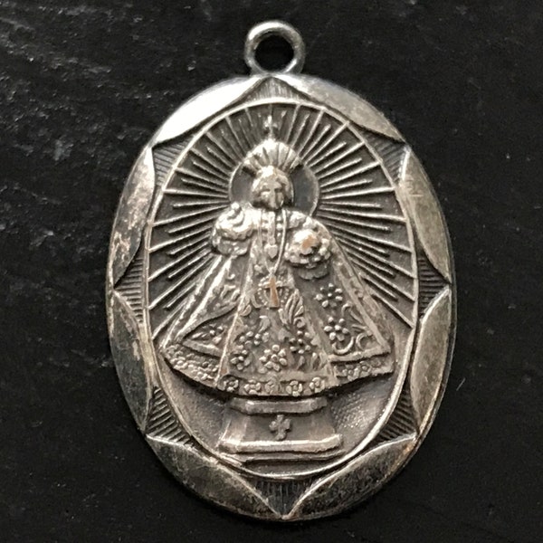 Vintage Infant Jesus of Prague Religious Medal Pendant/Charm, Catholic Medal Pendant, Vintage Art Deco Infant of Prague Medal