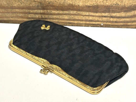 Vintage Small Black Fabric Clutch by Rosenfeld wi… - image 2