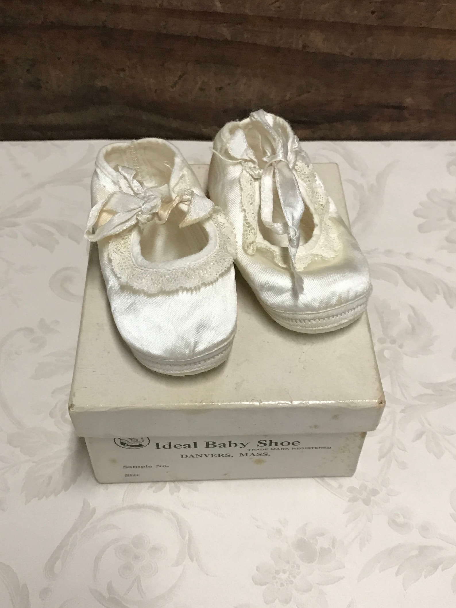 vintage baby ballet slippers, size 1, in original box, knee socks included, baby satin ballet shoes, vintage newborn shoes, mrs.