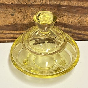 Vintage Yellow Art Glass Perfume Bottle, Circle Designs, Vintage Vanity Decor, Dresser Bottle, Vintage Yellow Perfume Bottle