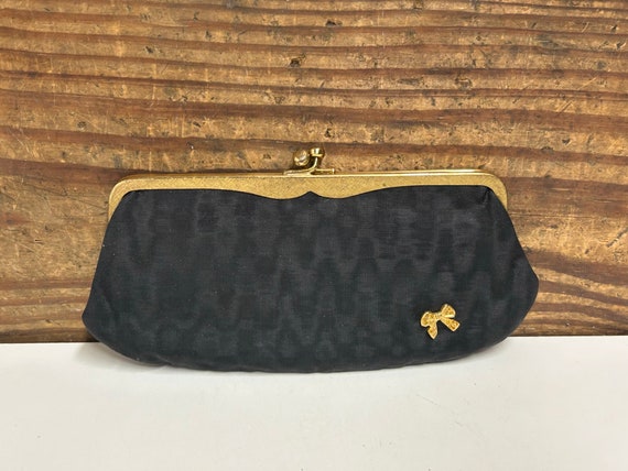Vintage Small Black Fabric Clutch by Rosenfeld wi… - image 1