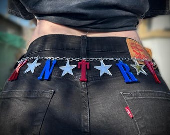 BHIVE 1/2 CHAIN BELT - Red, White, & Blue Letters