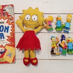 80-90s TV Sitcom - The Simpsons - Plush PVC Book Homer Marge Bart Lisa Maggie Simpson Family LOT