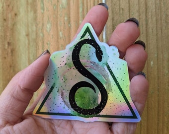 Wizard Hallows Sticker: Always, Water Bottle, Snake Logo, Holographic, Nerdy Sticker