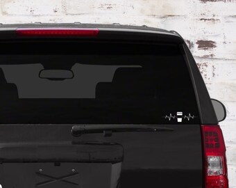Coffee Decal | Heartbeat Decal | Car Decal | Window Decal | Laptop Decal | Coffee Sticker | Heartbeat Sticker | Coffee Heartbeat
