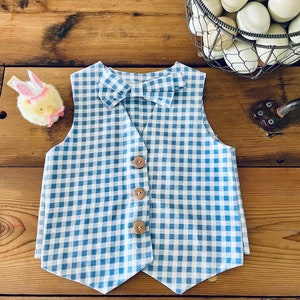 Boys Easter Vest Toddler Vest Baby Boy Easter Outfit Gingham Vest Boys Wedding Vest Formal Vest
