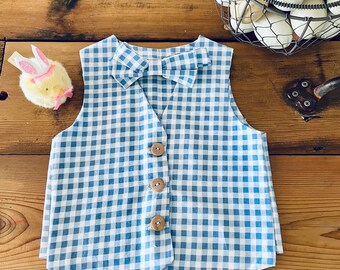 Gingham Easter Vest: Baby Toddler Cotton Formal Outfit