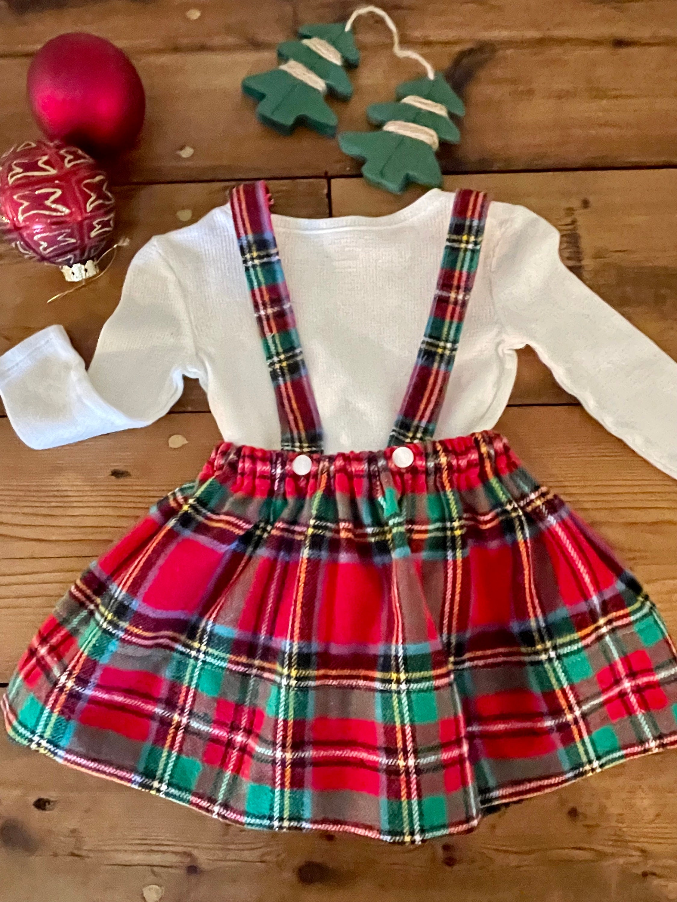 Baby Girl Plaid Christmas Skirt With Suspenders Girls Christmas Dress in Red Plaid School Uniform Dress Etsy