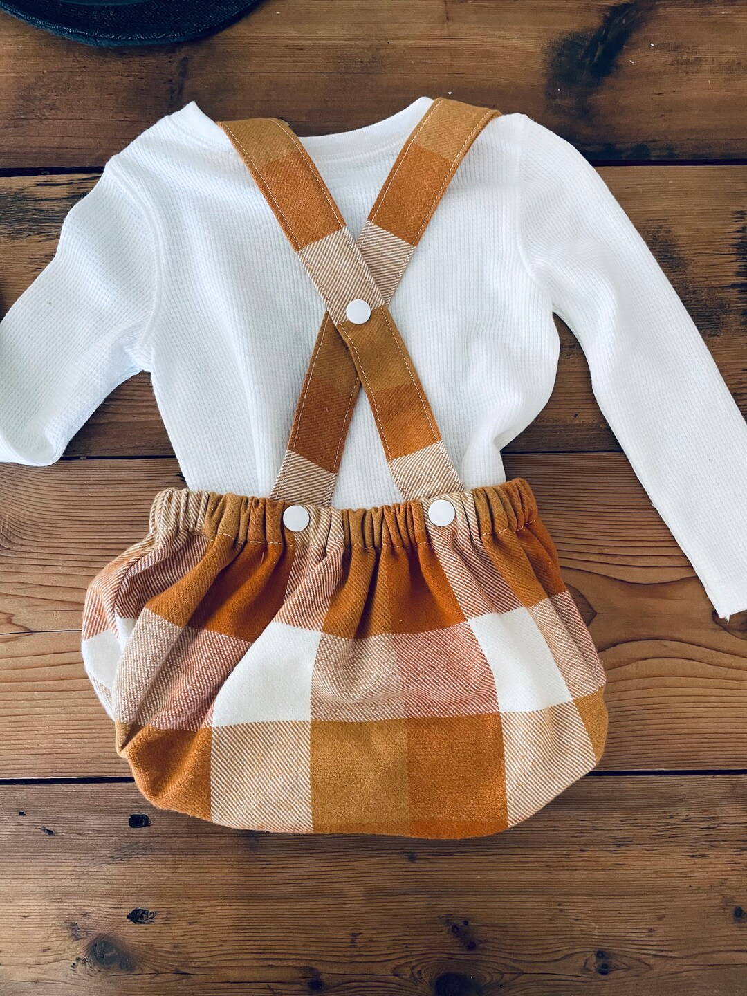 Baby Suspender Bloomers in 100 Cotton Pumpkin Plaid Flannel Etsy