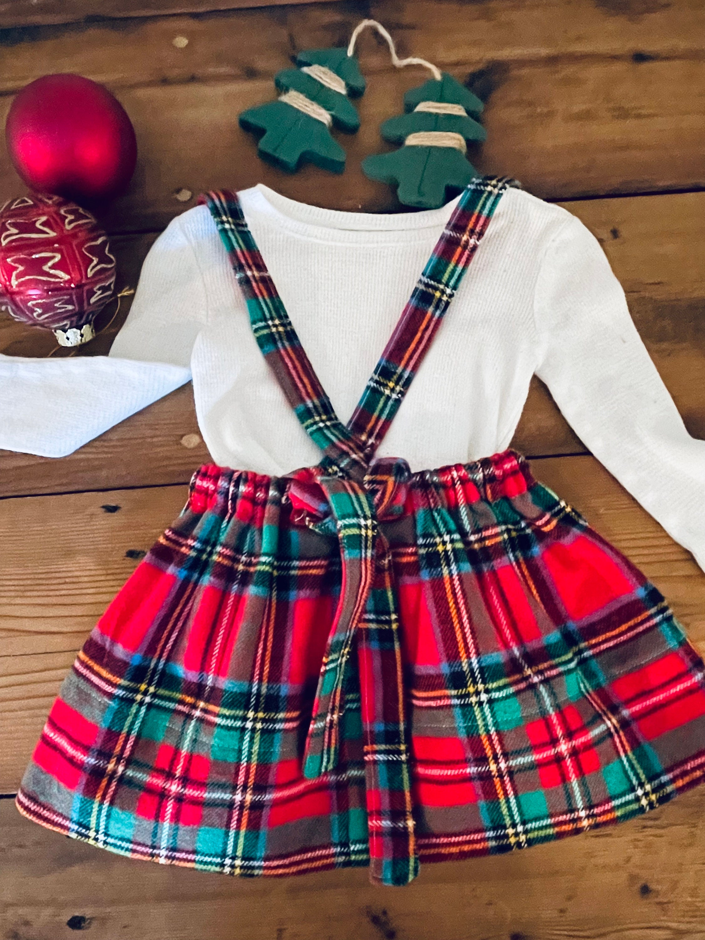Green plaid christmas skirt online
