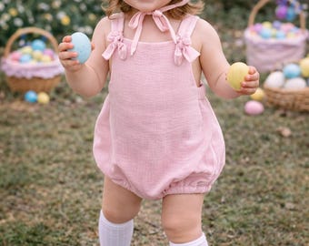 Pink Baby Toddler Romper - Girls Easter Dress