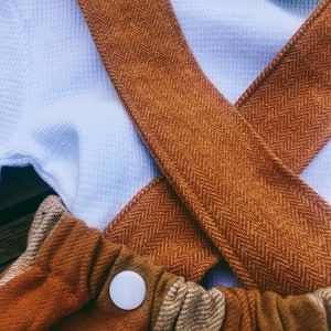 Jupe d'automne à carreaux pour fille avec bretelles réglables, tenue d'automne pour tout-petit, robe d'action de grâce à carreaux orange citrouille image 5