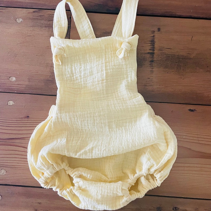 Romper For Baby Girl In Terry Stuff Yellow Color