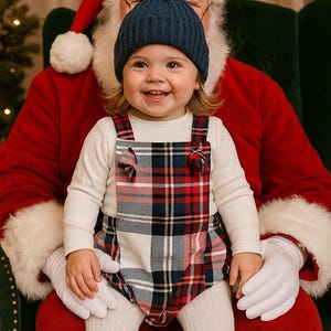 Toddler Plaid Christmas Romper, Baby Plaid Holiday Outfit,