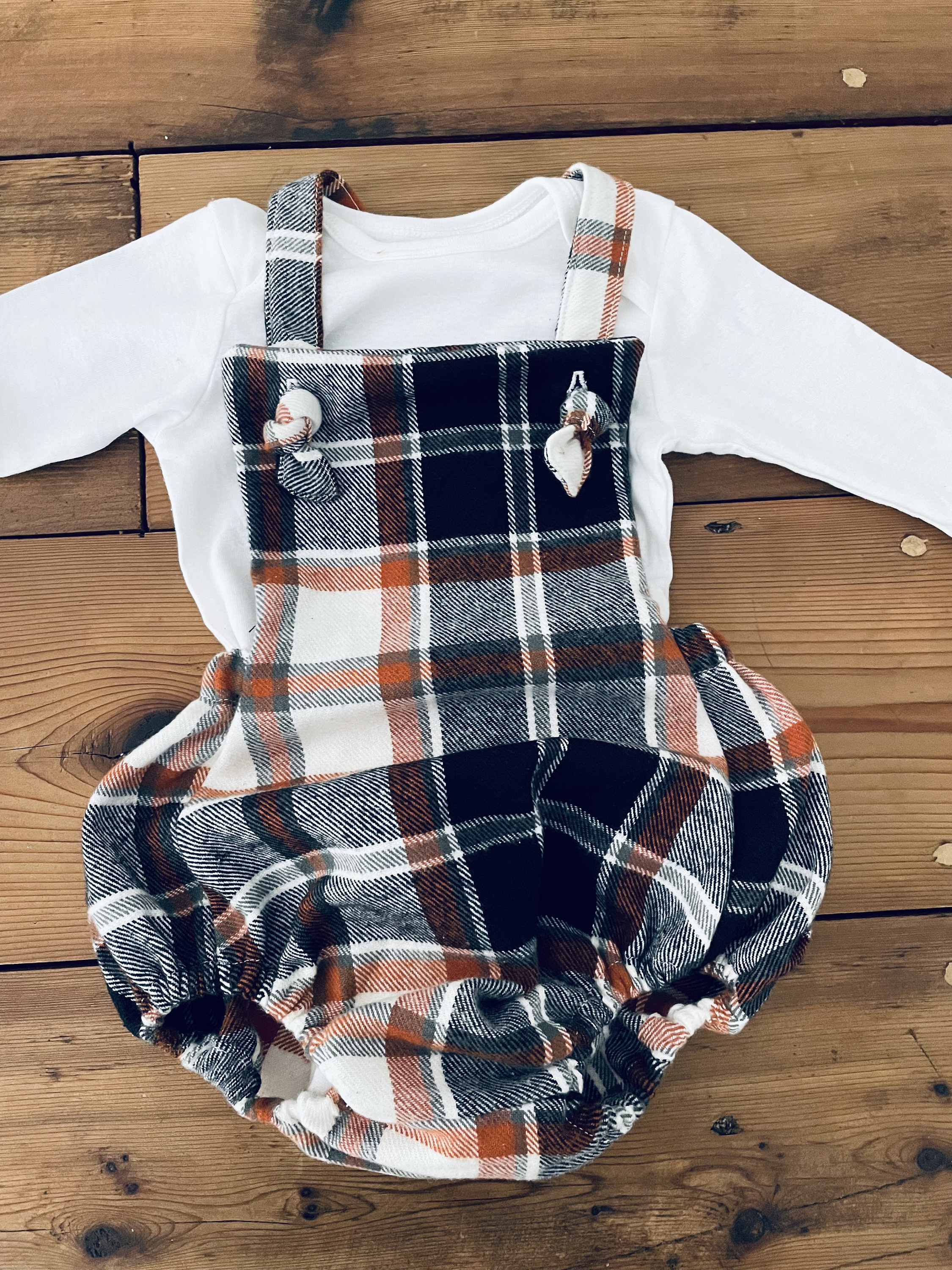 Plaid Outfit Newborn Flannel Outfit Flannel Romper Baby Navy