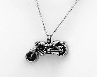 Motorcycle Memorial Cremation Urn Men's Necklace. Keep family members close-Always. Personalize Remembrance. Men's Jewelry. For him. Engrave