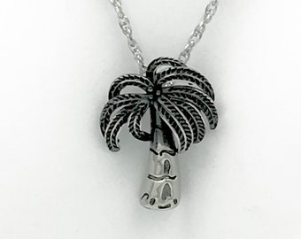 Palm Tree Memorial Cremation Urn Pendant. Engrave. Memorial Jewelry. Stainless Steel. Vacation Memories. Keep Loved ones close. Coconut Palm