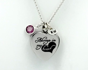 Always In My Heart Remembrance Cremation Urn Pendant Necklace. Keeping family close - Always. Stainless Steel. Personalize. Engrave.