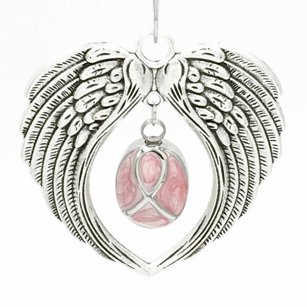 Custom Engraved Pink Ribbon Remembrance Cremation Urn Ornament, Timeless & Strong Keepsake so You can Keep Your Loved One Close - Always.