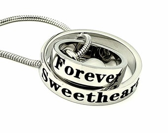 Sweetheart You Are Forever in my Heart Memorial Urn Double Ring Necklace. Cremation Urn Pendant. Remembrance Jewelry. Customize. For Her/Him