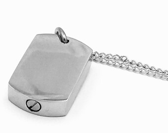 Personalized Dogtag Memorial Cremation Urn Necklace, Custom Engraved Keepsake,  Mens Jewelry, Pet Memorial Necklace to keep Your Service Dog